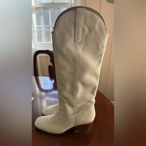 Sam Edelman White Leather Britten Western Boots
